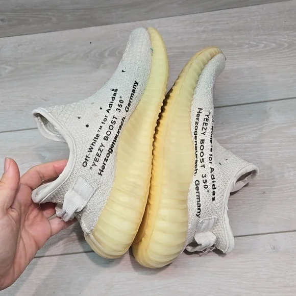 Off White x Yeezy Adidas Custom Boost 350 v2 Athletic Sneakers shoes sz 7